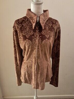 Lisa Nelle Top Shirt Women's 1x Western Show Burnout Velvet Equestrian OOAK